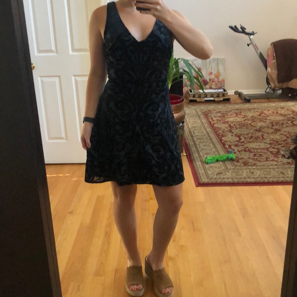 Dark green velvet skater formal dress